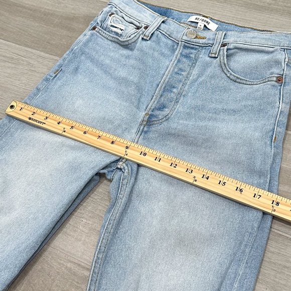 Re/Done 70s High-Rise Stove Pipe Jeans in Seawater Destroyed Light Wash Denim - Picture 12 of 16